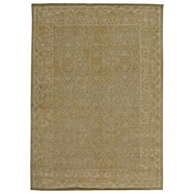 Modern Tabriz Design Brown and Beige Handmade Wool Rug by Doris Leslie Blau For Sale