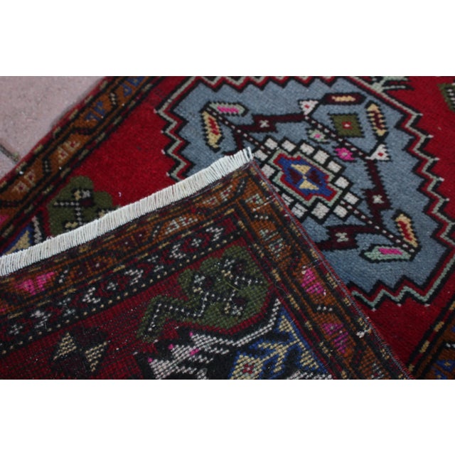1960s Turkish Vintage Traditional Oushak Doormat Rug For Sale - Image 12 of 13