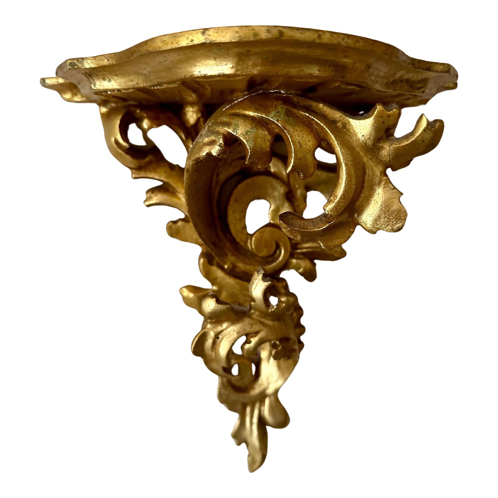 Vintage Hand Carved Giltwood Wall Bracket. Italian Handmade Scrollwork ...