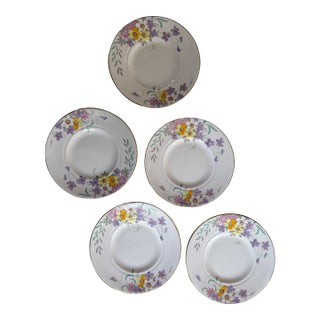 Vintage Tuscan China Made in England Floral Dessert Plates - Set of 5 For Sale