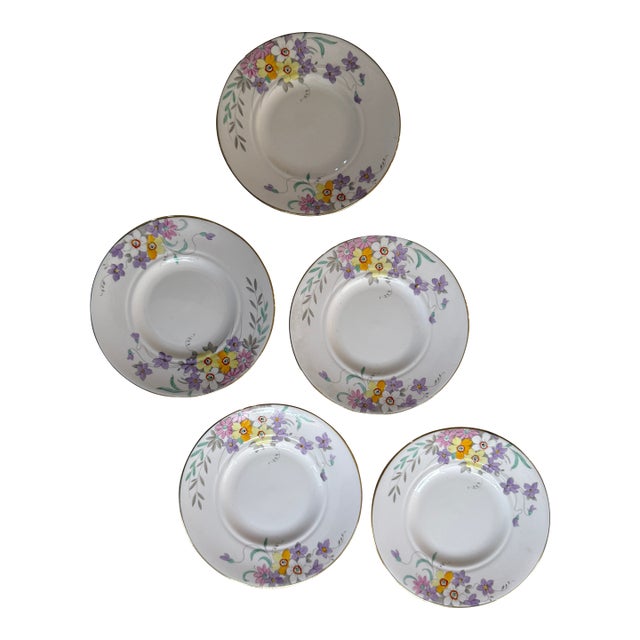 Vintage Tuscan China Made in England Floral Dessert Plates - Set of 5 For Sale