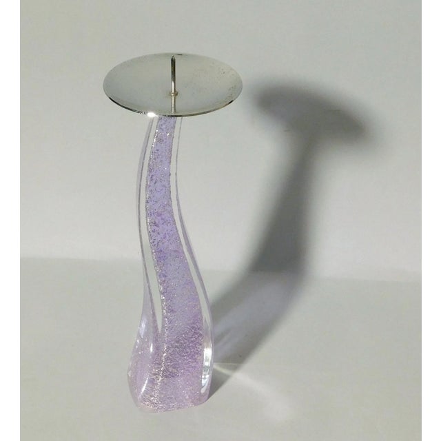 1980s Purple Murano Glass Candlestick For Sale - Image 4 of 6