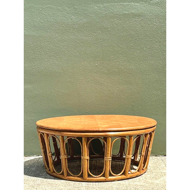 Vintage Looped Rattan Coffee Table For Sale - Image 4 of 12