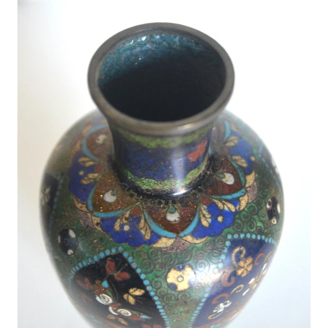 Antique Japanese Cloisonne Vase Meiji Period For Sale - Image 4 of 10