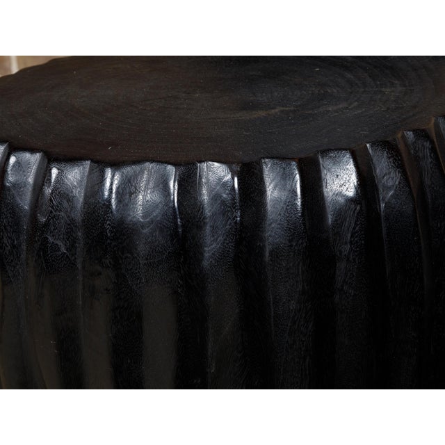Mid 20th Century Sculptural Pair of Midcentury African Wood Spoon Back Black Chairs For Sale - Image 9 of 12