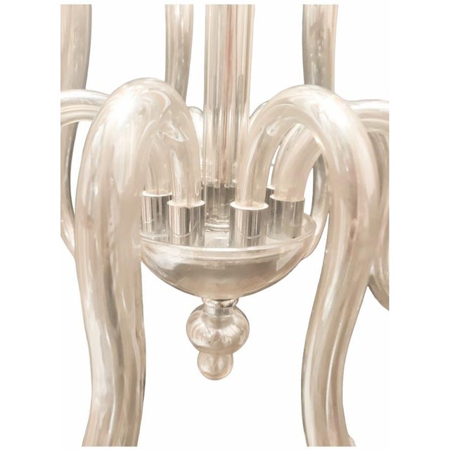 Massive Italian Murano 12 Light Mercury Glass Curved Pipe Chandelier Light Fixture For Sale - Image 10 of 12