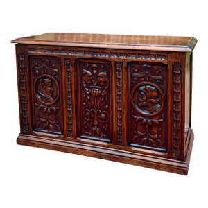 Antique English Trunk Chest Blanket Box Storage Coffer Oak C. 1900s-1920s