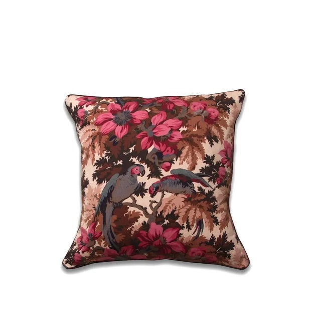 Boho Chic Jungle Parrots Print Pillow Cover For Sale - Image 3 of 3