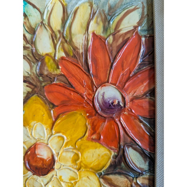 Mid-Century Modern Vintage Still Life Vase of Flowers Painting Framed For Sale - Image 3 of 12
