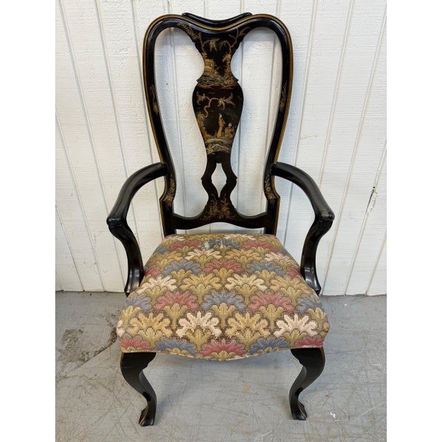 Antique Chinoiserie Paint Decorated Dining Chairs - Set of 6 For Sale - Image 4 of 12