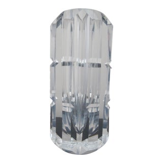 Orrefors Vintage Swedish Clear Faceted Crystal Glass 7" Tall Vase For Sale