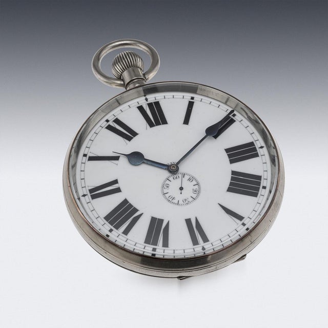 1900 - 1909 Antique English Silver Mounted Desk Clock, 1904 For Sale - Image 5 of 15