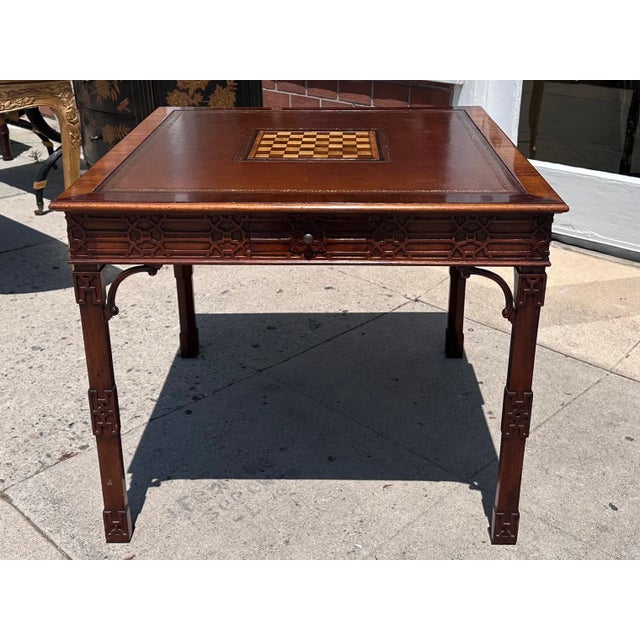 19th C Style Burton-Ching Chippendale Mahogany Game Table For Sale - Image 4 of 5