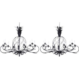 Large Midcentury Metal Pineapple Chandeliers - A Pair For Sale