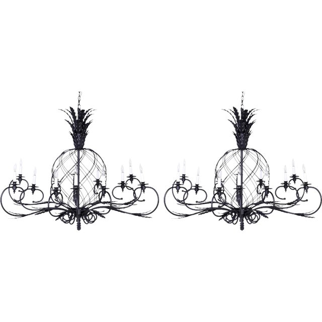 Large Midcentury Metal Pineapple Chandeliers - A Pair For Sale