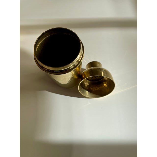 MCM Brass Cocktail Shaker in Hammered Finish, 1950s For Sale - Image 6 of 13