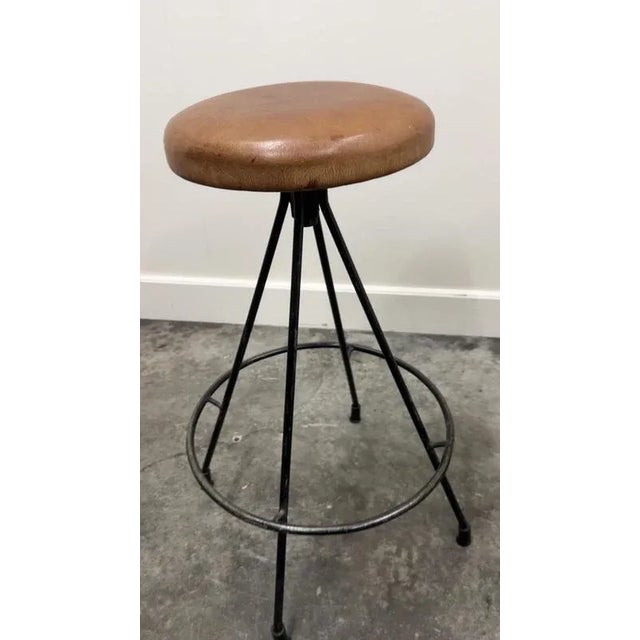Vintage French Industrial Metal Frame Bar Stools, 1970s, Set of 2 For Sale - Image 12 of 13