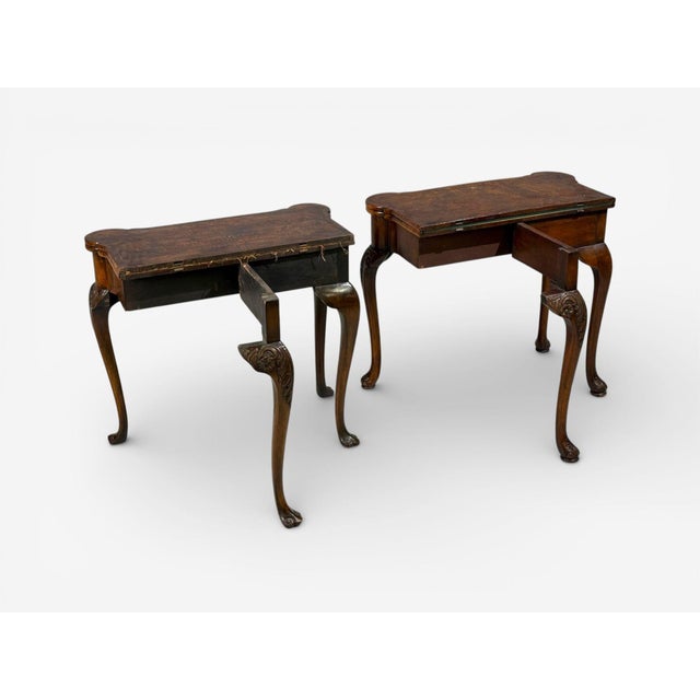 19th Century Georgian, Card or Game Tables, a Pair, Tapestry, Mahogany, 18th Century For Sale - Image 5 of 18