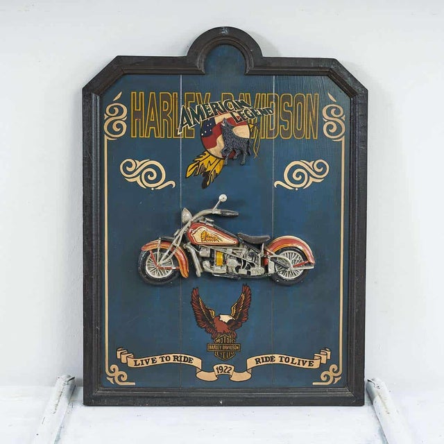 Harley Davidson Wooden Sign For Sale - Image 5 of 5