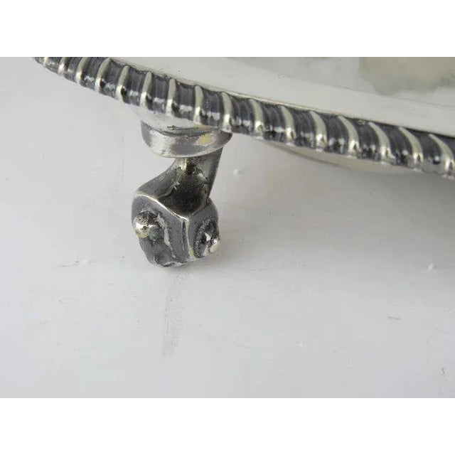 Late 19th Century Silver Plated Shaped Three Part Divided Serving Tray Platter Gadrooned Border with "Juices Reservoir" For Sale - Image 4 of 8