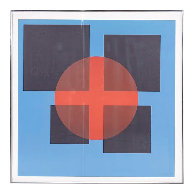 Herbert Bayer Mid Century Art Red Transparency 1973 Screenprint For Sale