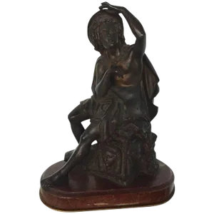 19th Century Signed Bronze Seated Man Figure