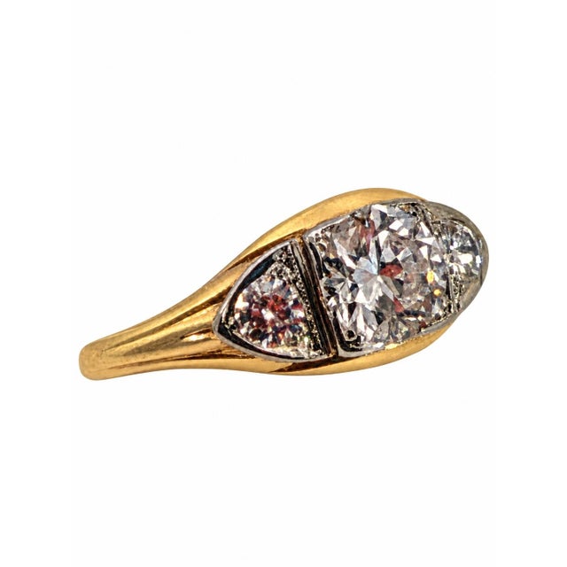 Art Deco Vintage 1.49 Carat Old European Cut Diamond Ring For Sale - Image 3 of 6