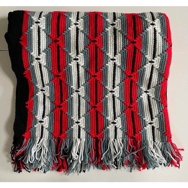 1980s 1980s Hand-Made Crocheted Throw Blanket For Sale - Image 5 of 5