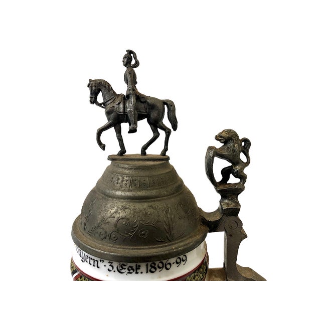 Commemorative Early 20th-Century German Reservist Stein in Porcelain and Pewter For Sale - Image 12 of 18