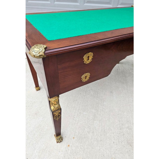 19th Century French Empire Gilt Bronze Mounted Writing Desk For Sale In Dallas - Image 6 of 18