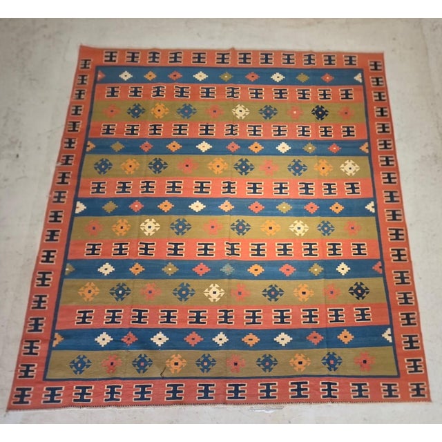 Terra Cotta Late 20th Century Persian Kilim Flatweave Rug in Terracotta Red, For Sale - Image 8 of 11
