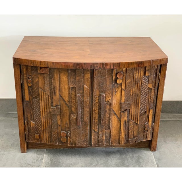 A fantastic, brutalist, large nightstand from the Pueblo Line by Lane Furniture. The front of this large nightstand (or...