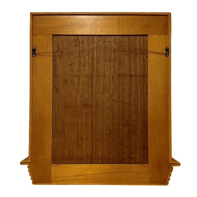 Wood Vintage Coastal Bamboo & Rattan Wall Mirror With Shelf For Sale - Image 7 of 7