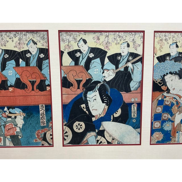 Illustration Utagawa Kunisada (Toyokuni Iii) Kabuki Actor Ukiyo-E Triptych For Sale - Image 3 of 17