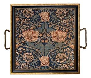 William Morris Strawberry Honeysuckle Decorative Tray With Brass Handles, 11-1/2" X 11-1/2"