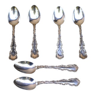 1891 Sterling Silver Teaspoons Louis XV Pattern by Whiting-Set of 6 For Sale