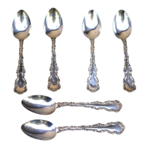 1891 Sterling Silver Teaspoons Louis XV Pattern by Whiting-Set of 6