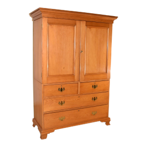 19th Century English Pine Linen Press