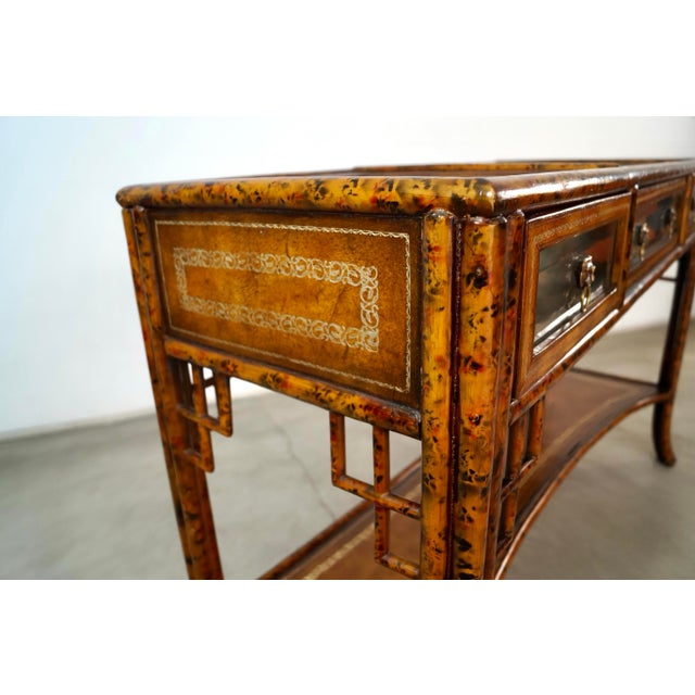 1960’s Hollywood Regency Faux Tortoise Maitland-Smith Console Table For Sale - Image 9 of 12
