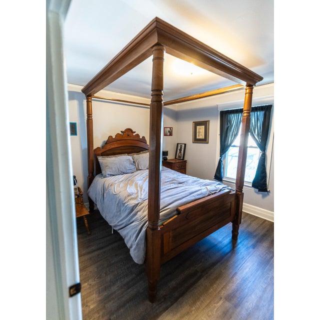 Offered is a premier example of Texas Biedermeier craftsmanship: a mid-19th-century Solid Walnut High-Tester bed (c....