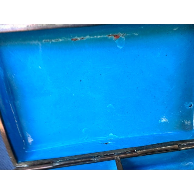 Vintage Cloisonné Cigarette Box With Fish Scale Pattern and Symbol for Longevity For Sale In Nashville - Image 6 of 6