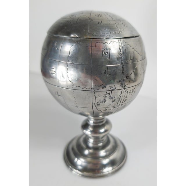 Early 20th Century Chinese Pewter Globe Form Tea Caddy For Sale - Image 16 of 18