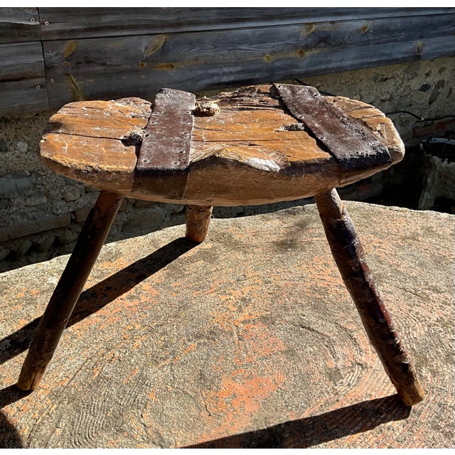 Wabi-Sabi Primitive Sculptural Hand-Carved Wooden Stools, 20th Century, Set of 2 For Sale - Image 5 of 9