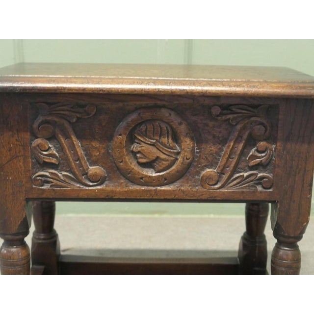 19th Century Oak Joint Coffin Stool with Sewing Box, 1900 For Sale - Image 6 of 7