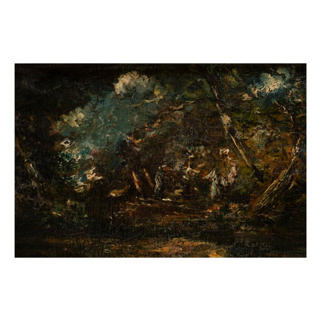 Narcisse Diaz, Romantic Forest Lanscape, Oil For Sale