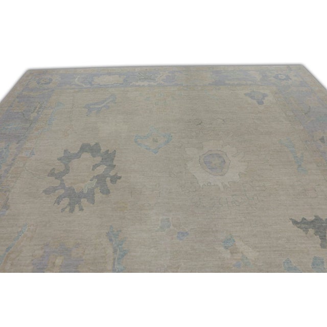 Blue & Beige Handwoven Turkish Oushak Rug 10'3" X 14'4" For Sale - Image 4 of 7