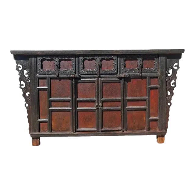 Late 18th Century Antique Red Asian Sideboard For Sale
