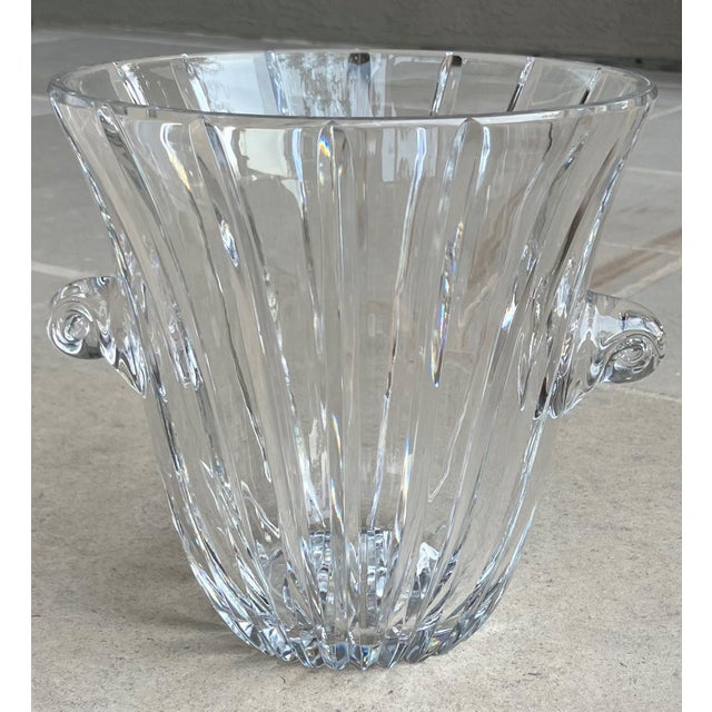 Late 20th Century Flared Swirl Cut Crystal Nautilus Shell Applied Handles Ice Bucket in the Manner of Tiffany & Company For Sale - Image 18 of 18