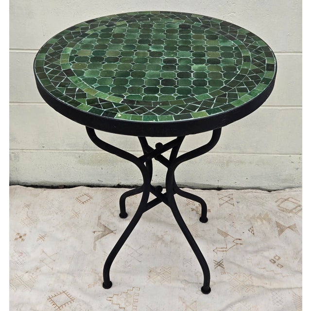 Moroccan 24" Tamegrout Green Moroccan Mosaic Table For Sale - Image 3 of 7