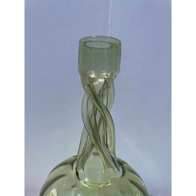 Here we have a vintage hand made/blown signed "BDN" gourd/pumpkin vine stem vase. Cute as can be. Nice color.